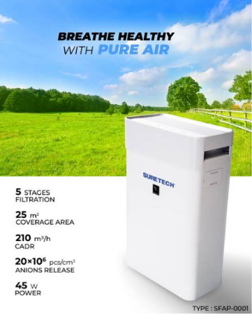 Hepa Filter Rumah sakit / air purifier suretech 5 tahap filtrasi